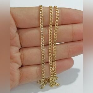 10K Yellow Gold Cuban Link Curb Chain Bracelet Italian Made 7" 2.48 gram